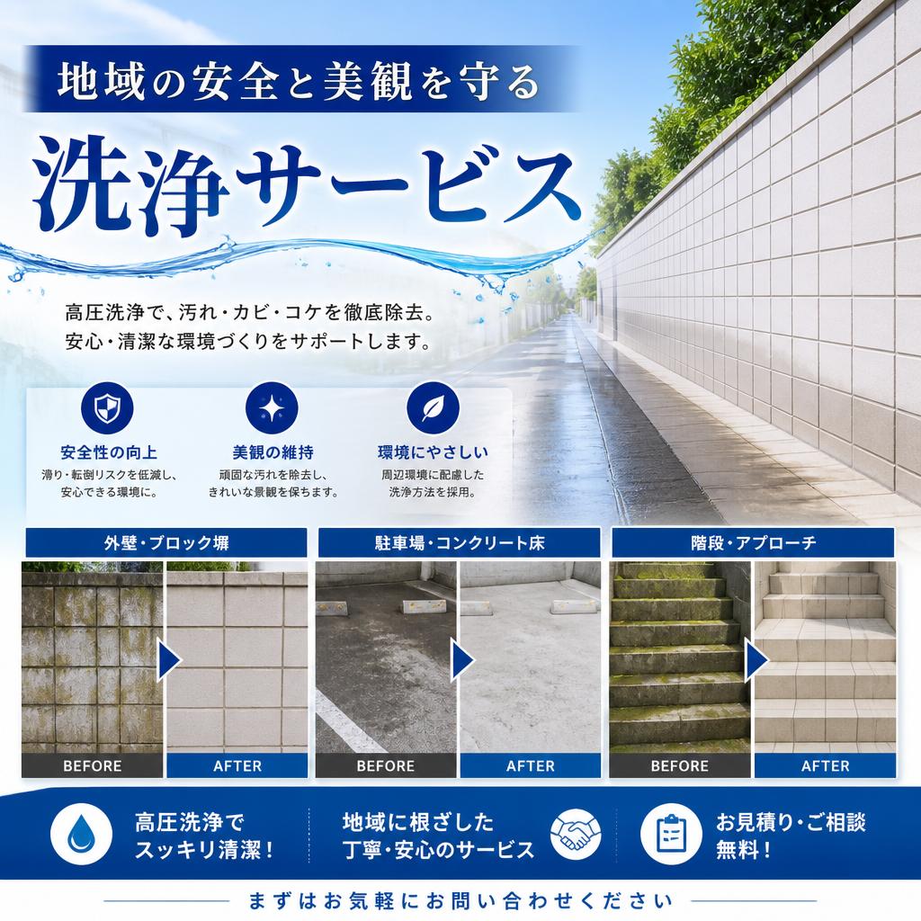 地域の安全と美観を守る洗浄サービス