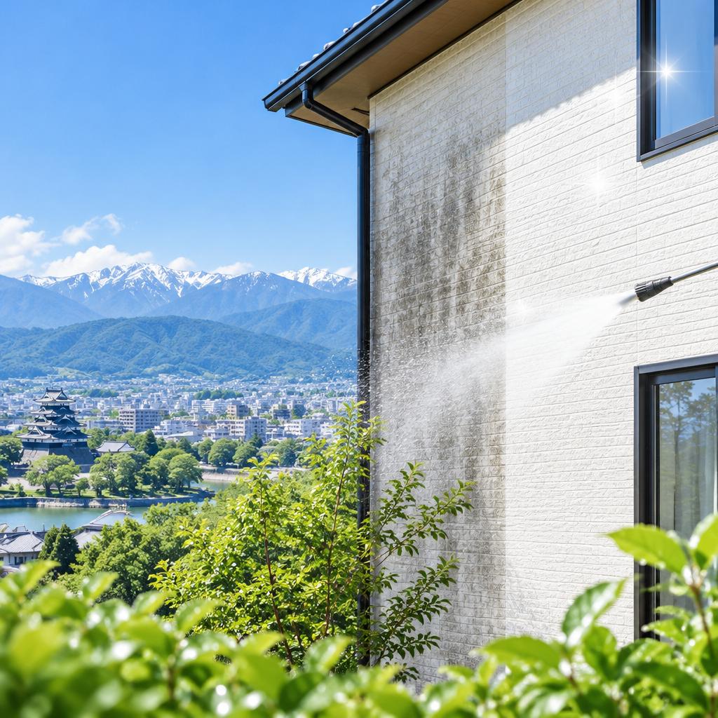 松本市の外壁汚れ、安く・やさしく・すっきり解決。住まいにも環境にも配慮した外壁クリーニング