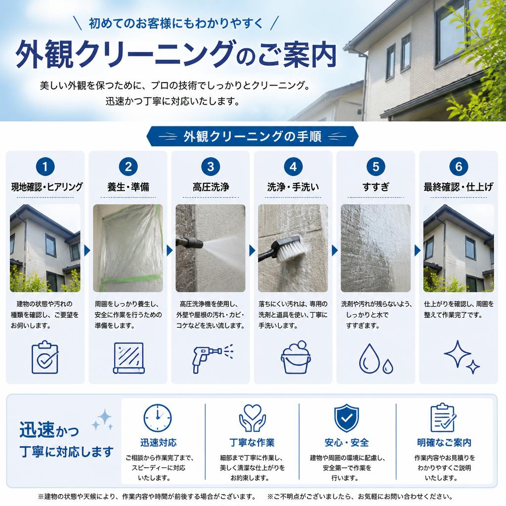 外観クリーニングの流れ