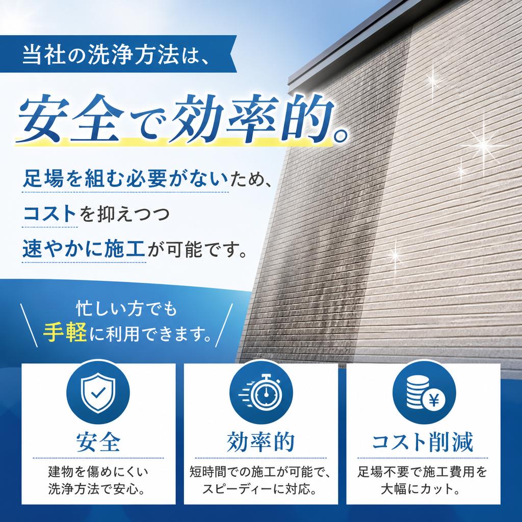 足場不要で簡単洗浄！