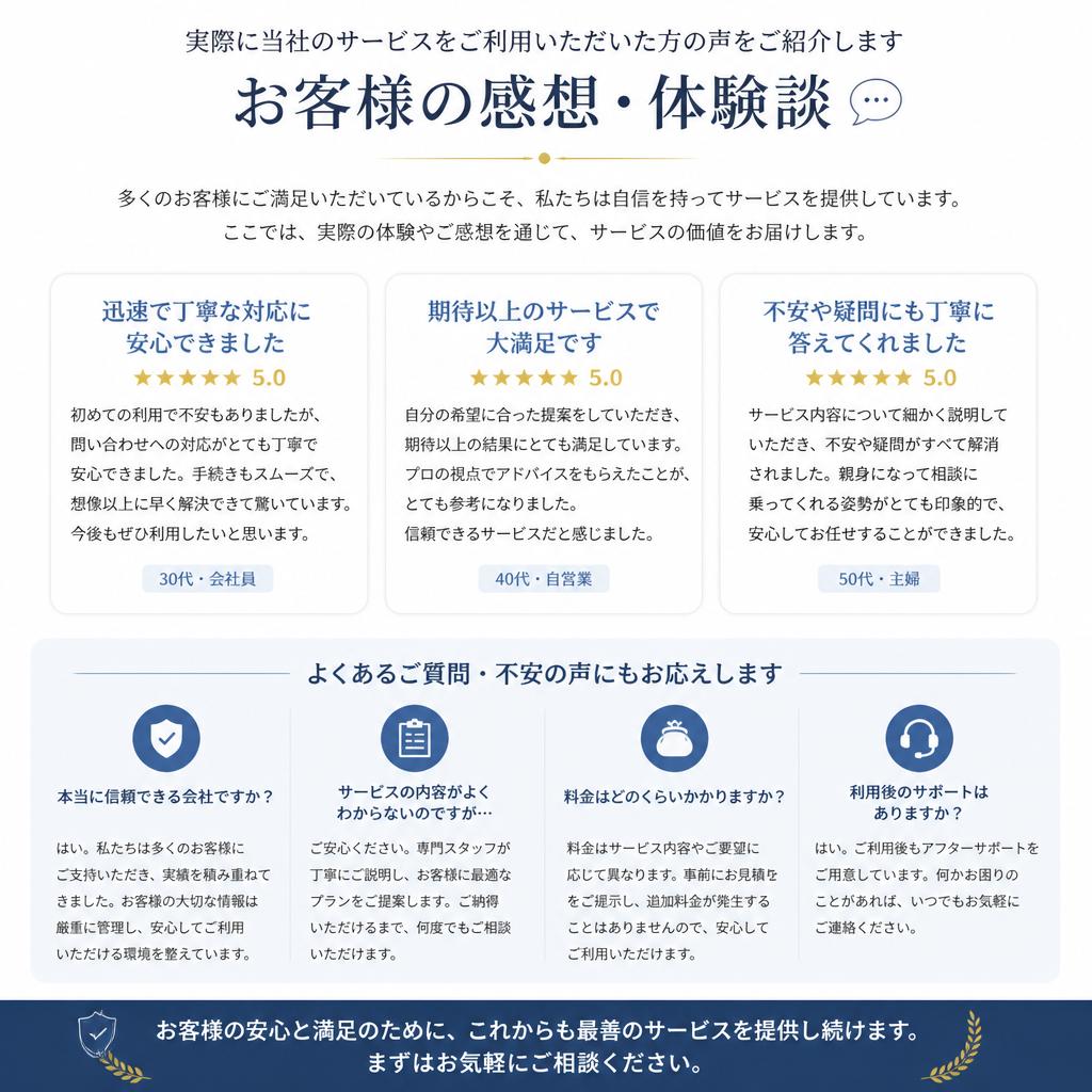 お客様の声：安心できるサービス