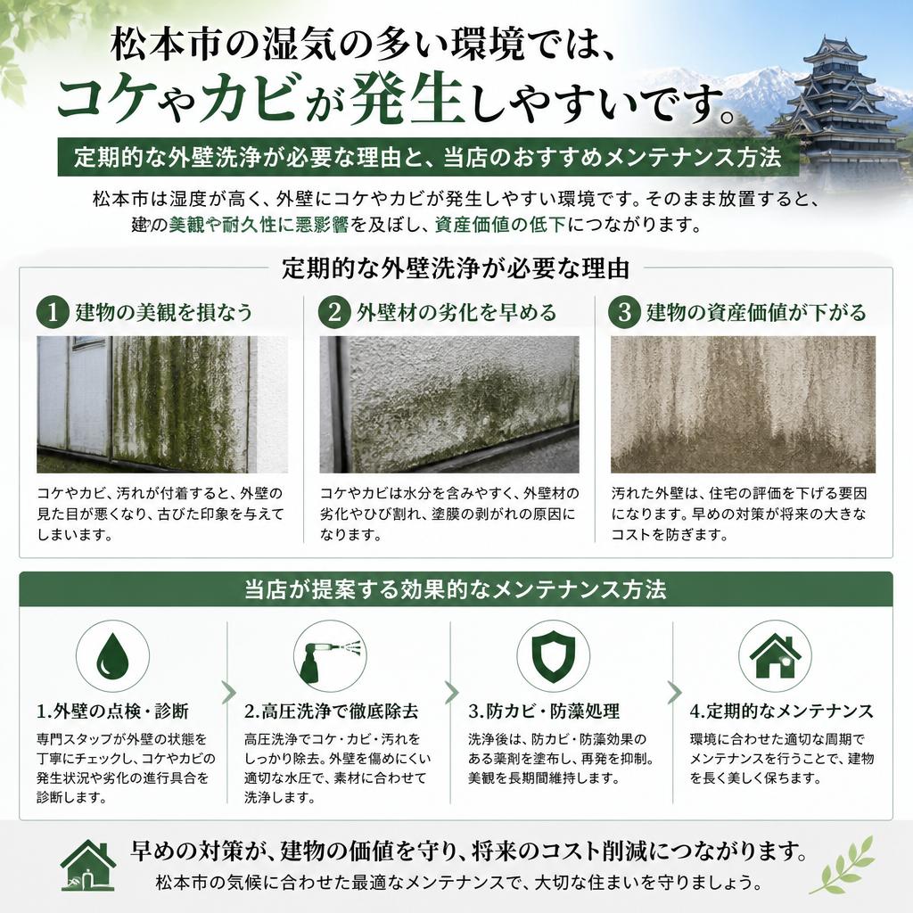 コケ対策、外壁メンテナンスの重要性