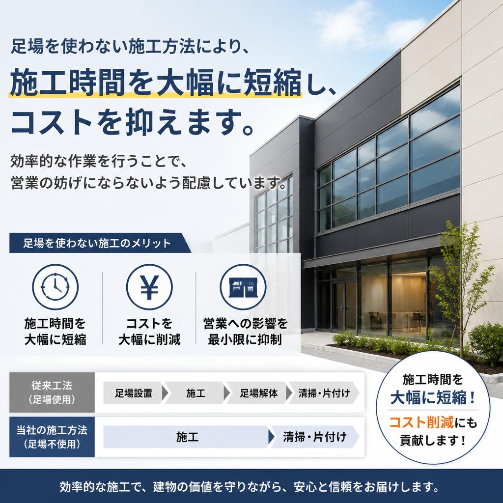 足場不要でスピーディーな対応
