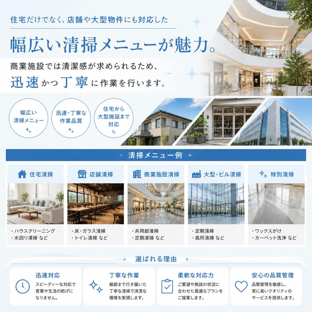業務用の清掃にも対応可能