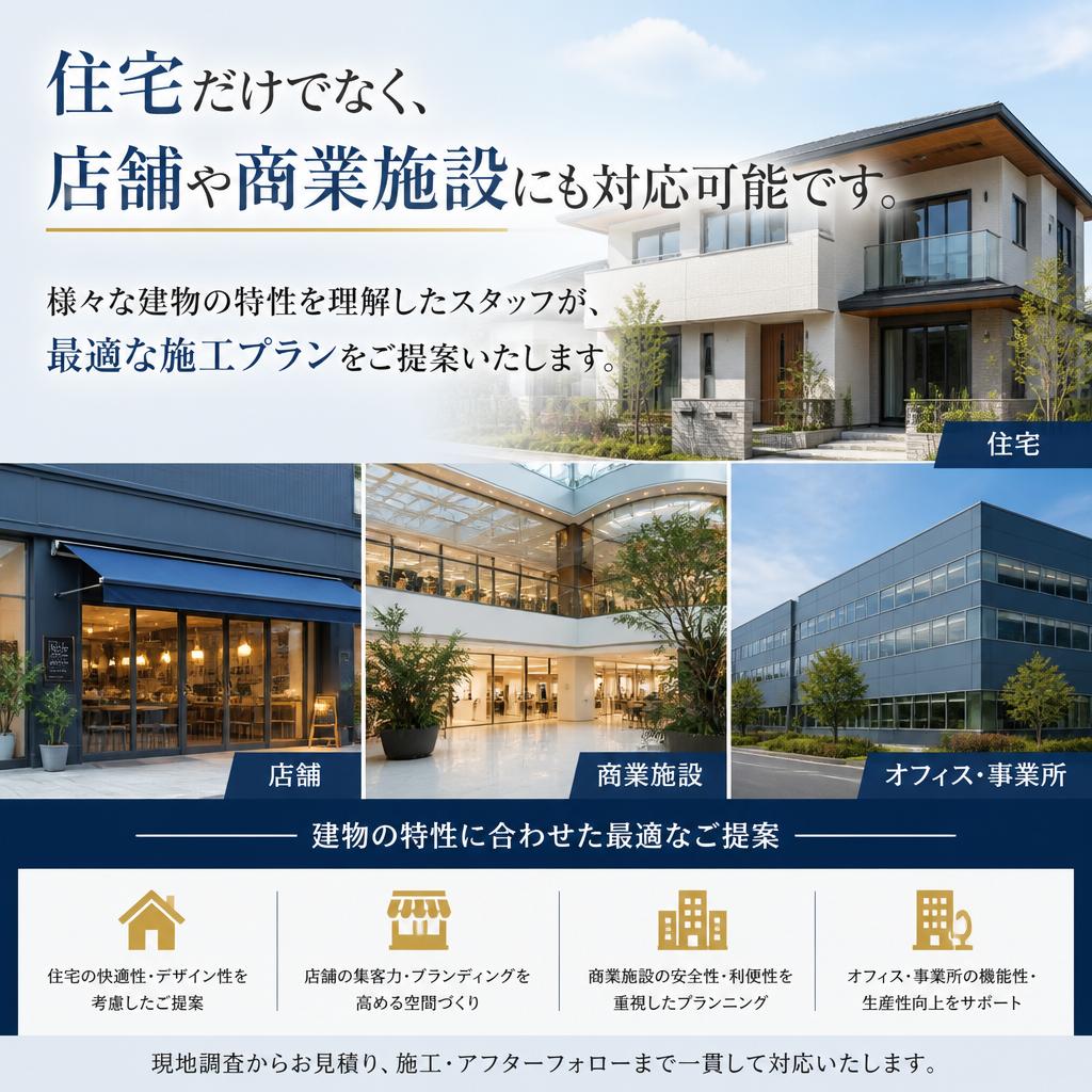 戸建てと店舗、幅広い対応