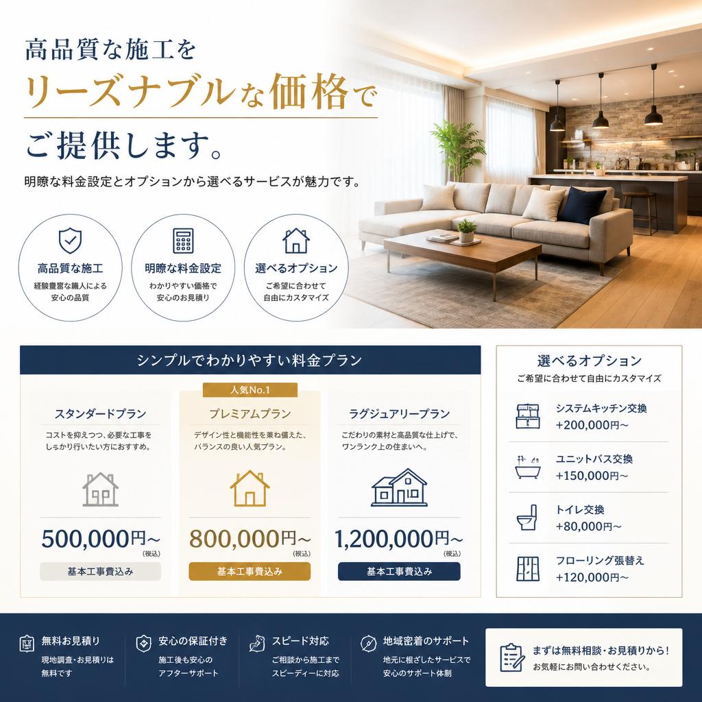 お手頃価格で高品質なサービス