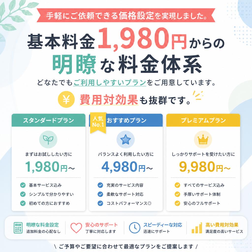 安い料金で高品質！