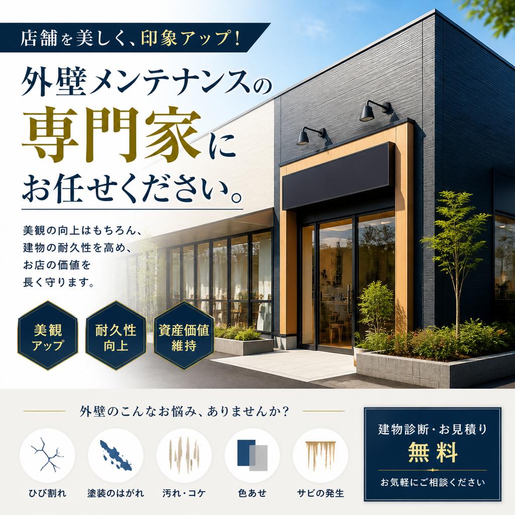 店舗を美しく、印象アップ！外壁メンテナンスの専門家にお任せください。