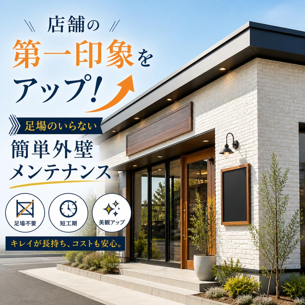 店舗の第一印象をアップ！足場のいらない簡単外壁メンテナンス