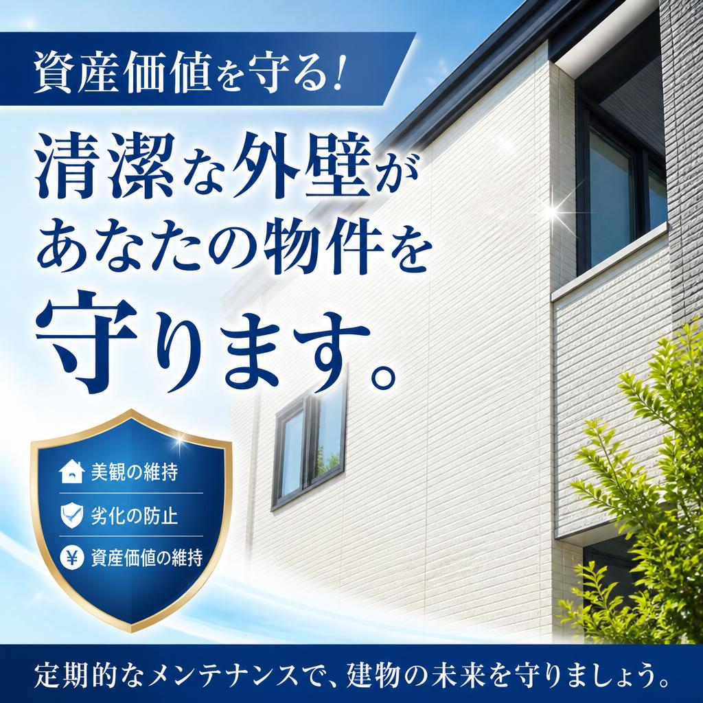 資産価値を守る! 清潔な外壁があなたの物件を守ります。