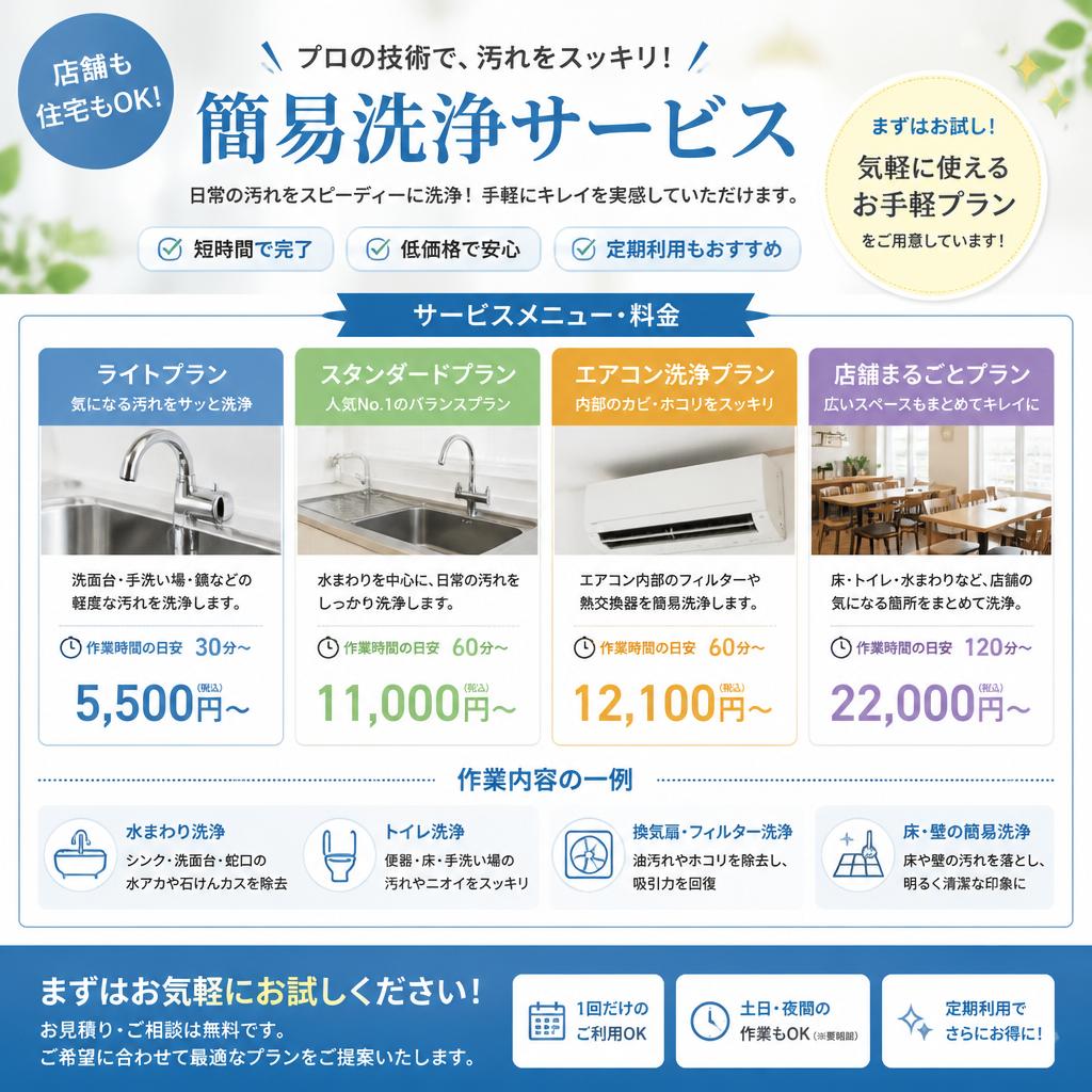 簡易洗浄サービスのご案内