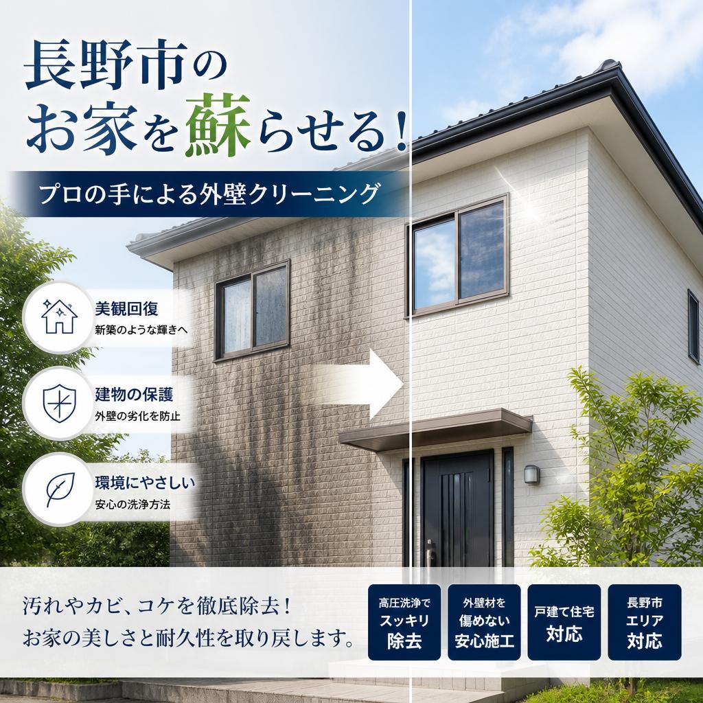 長野市のお家を蘇らせる！プロの手による外壁クリーニング