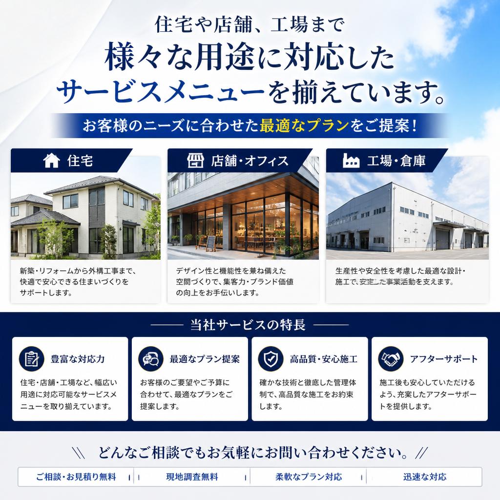 幅広いサービスメニュー