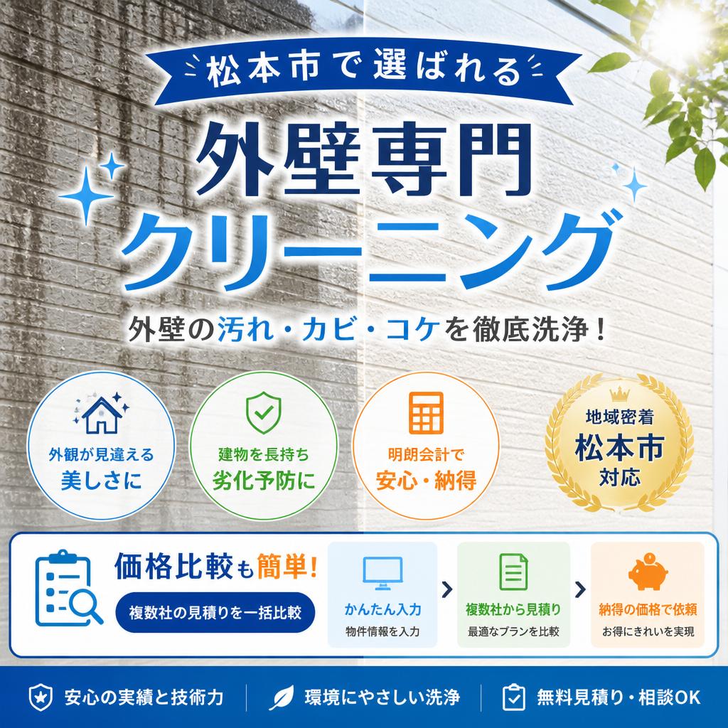 松本市で選ばれる外壁専門クリーニング、価格比較も簡単！