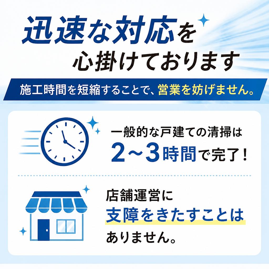 早い清掃で業務をサポート